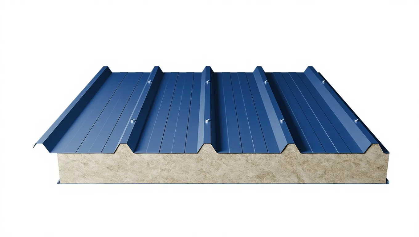 Кровельная сэндвич-панель с минватой 60 мм цвет RAL (полиэстер) верх 0,45 мм / низ 0,7 мм (ширина 1000 мм)